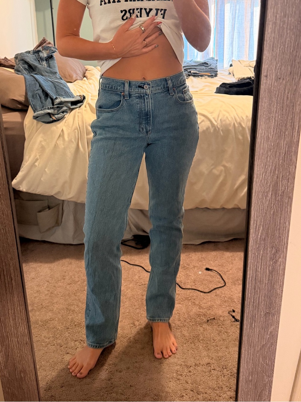 Abercrombie & Fitch curve love Light Blue Straight-Leg Jeans